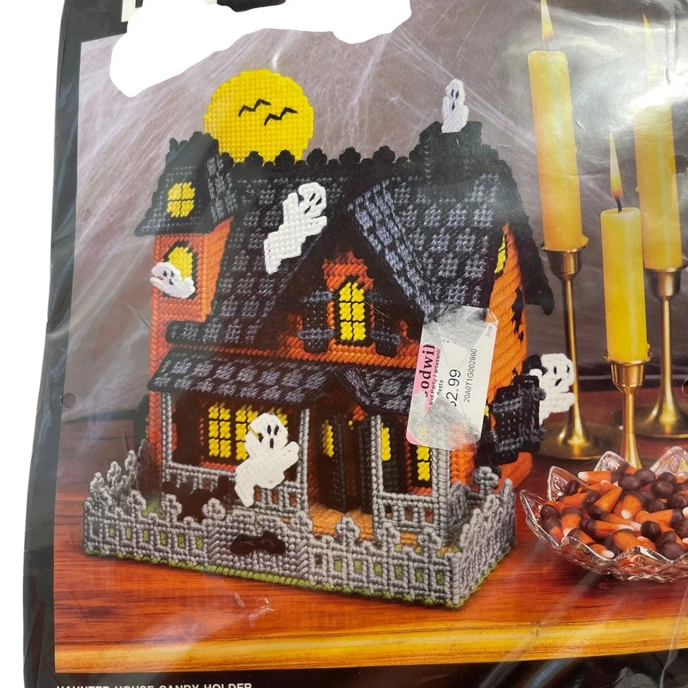 Bucilla Halloween Plastic Canvas Kit Haunted House Candy Holder